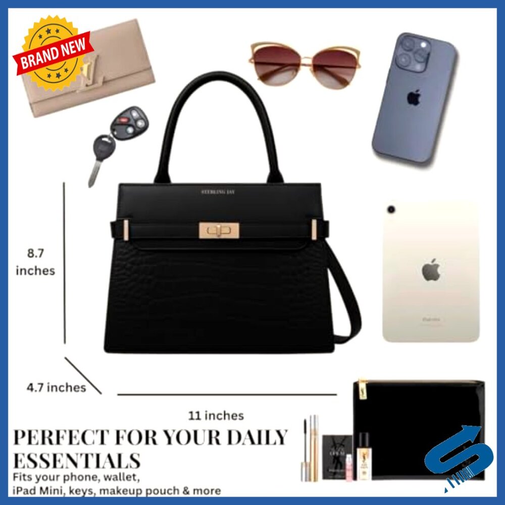 Medium Structured Satchel Handbag With Adjustable… - image 6